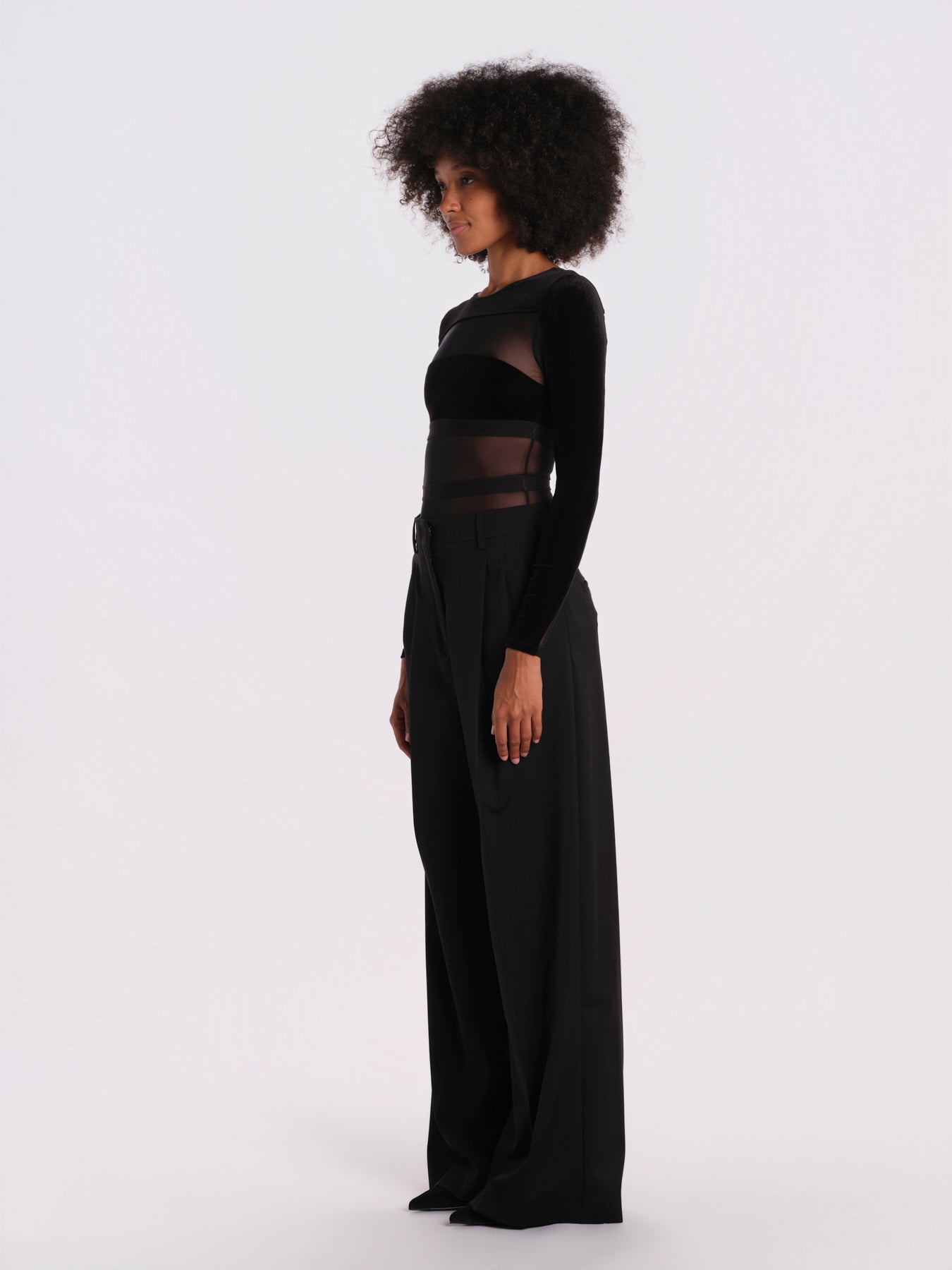 GO FOR IT body manica lunga righe orizzontali velluto GO-FOR-IT-BODYSUIT- BLACK undress code 
