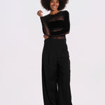 GO FOR IT body manica lunga righe orizzontali velluto GO-FOR-IT-BODYSUIT- BLACK undress code 