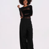 GO FOR IT body manica lunga righe orizzontali velluto GO-FOR-IT-BODYSUIT- BLACK undress code 