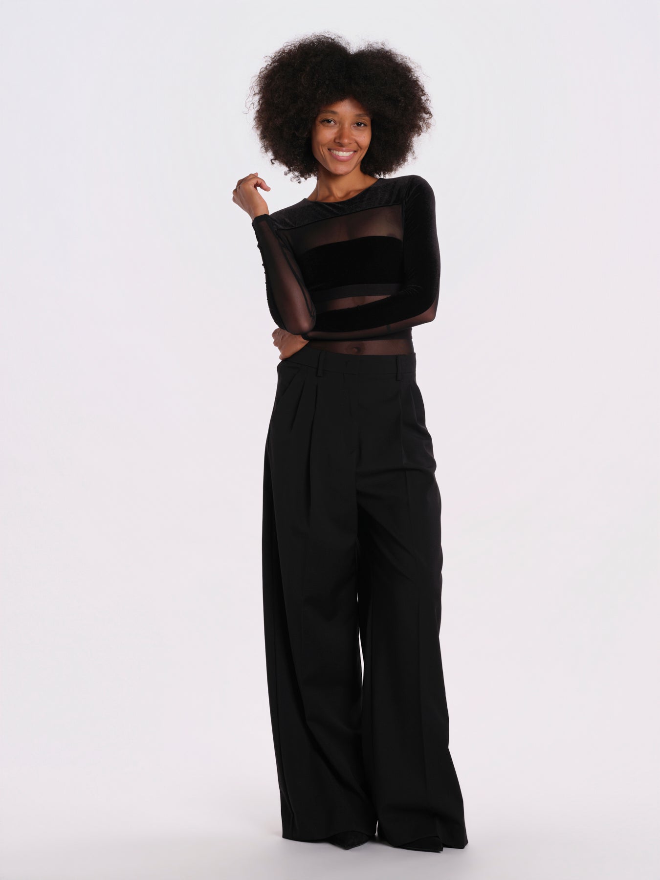 GO FOR IT body manica lunga righe orizzontali velluto GO-FOR-IT-BODYSUIT- BLACK undress code 