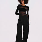 GO FOR IT body manica lunga righe orizzontali velluto GO-FOR-IT-BODYSUIT- BLACK undress code 