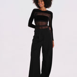 GO FOR IT body manica lunga righe orizzontali velluto GO-FOR-IT-BODYSUIT- BLACK undress code 