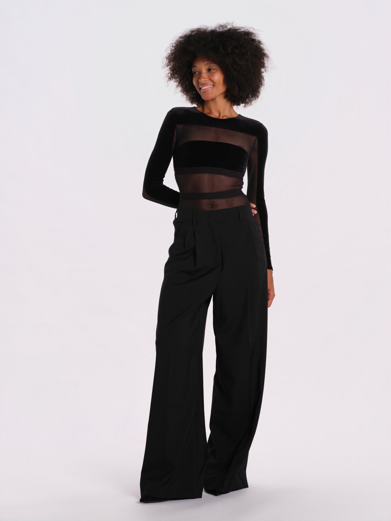 GO FOR IT body manica lunga righe orizzontali velluto GO-FOR-IT-BODYSUIT- BLACK undress code 