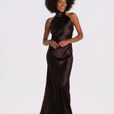 GRACE abito lungo raso GRACE-DRESS- BROWN undress code 