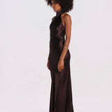 GRACE abito lungo raso GRACE-DRESS- BROWN undress code 