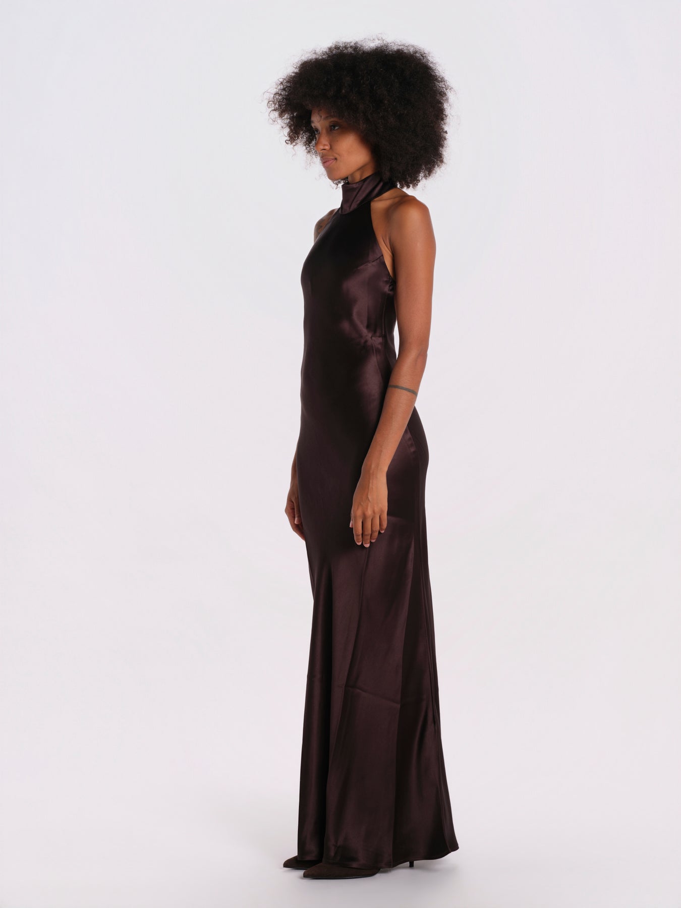GRACE abito lungo raso GRACE-DRESS- BROWN undress code 
