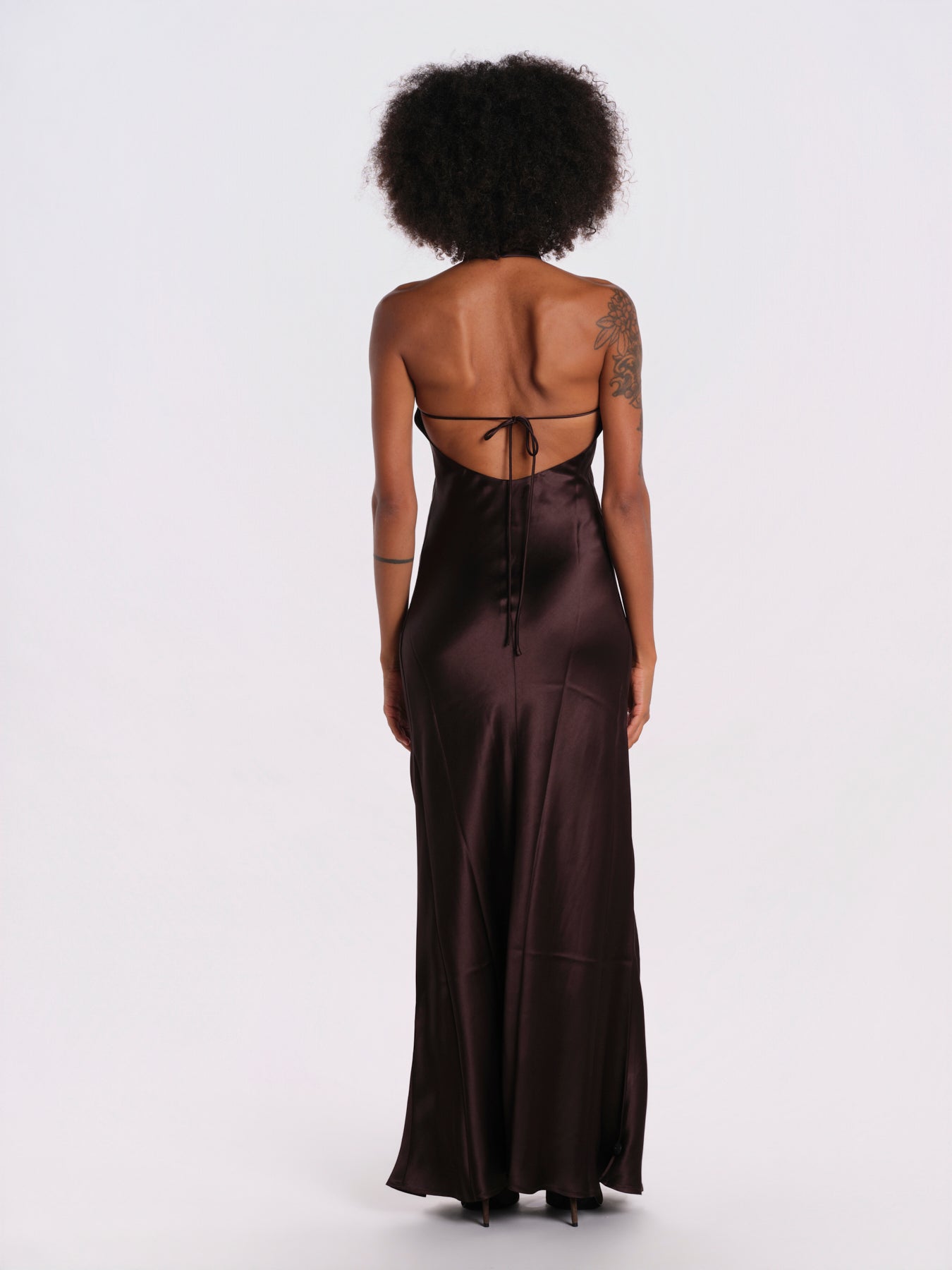 GRACE abito lungo raso GRACE-DRESS- BROWN undress code 