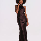 GRACE abito lungo raso GRACE-DRESS- BROWN undress code 