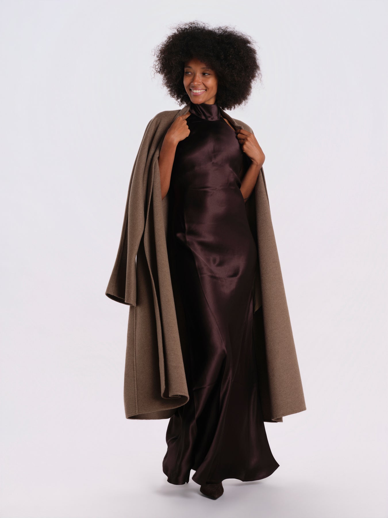 GRACE abito lungo raso GRACE-DRESS- BROWN undress code 