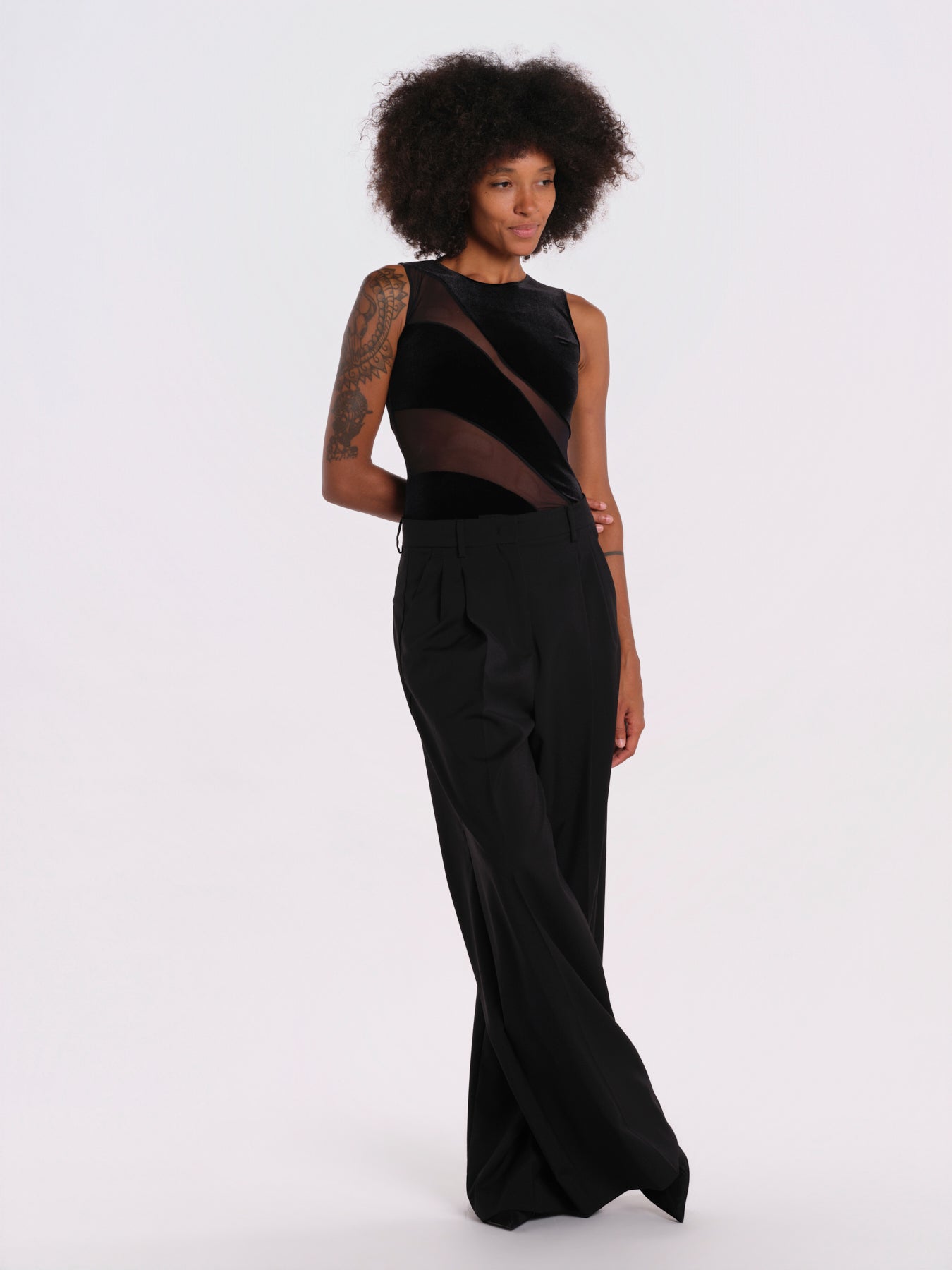 NIGHT CREATURE body senza maniche velluto onde NIGHT-CREATURE-BODYSUIT- BLACK undress code 