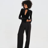 WHISPER body manica lunga scollo a V profondo NOIR-WHISPER-BODYSUIT- BLACK undress code 