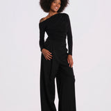 SWEETEST THING body manica lunga scollo asimmetrico SWEETEST-THING-BODYSUIT- BLACK undress code 