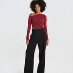 SWEETEST THING body manica lunga scollo asimmetrico SWEETEST-THING-BODYSUIT- BURGUNDY undress code 