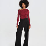 SWEETEST THING body manica lunga scollo asimmetrico SWEETEST-THING-BODYSUIT- BURGUNDY undress code 