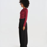 SWEETEST THING body manica lunga scollo asimmetrico SWEETEST-THING-BODYSUIT- BURGUNDY undress code 