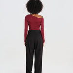 SWEETEST THING body manica lunga scollo asimmetrico SWEETEST-THING-BODYSUIT- BURGUNDY undress code 