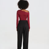 SWEETEST THING body manica lunga scollo asimmetrico SWEETEST-THING-BODYSUIT- BURGUNDY undress code 