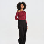 SWEETEST THING body manica lunga scollo asimmetrico SWEETEST-THING-BODYSUIT- BURGUNDY undress code 