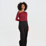 SWEETEST THING body manica lunga scollo asimmetrico SWEETEST-THING-BODYSUIT- BURGUNDY undress code 