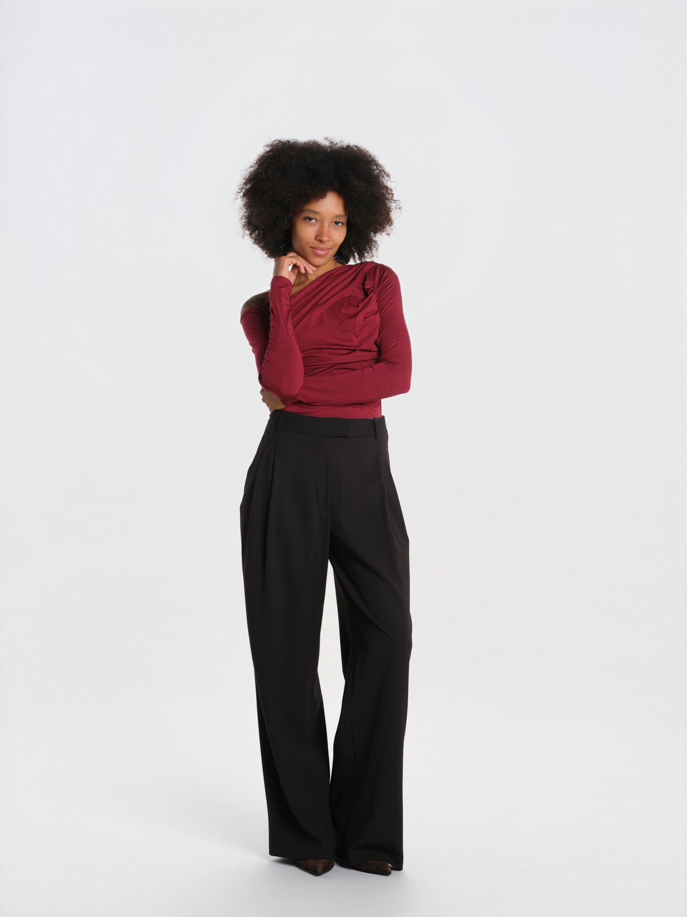 SWEETEST THING body manica lunga scollo asimmetrico SWEETEST-THING-BODYSUIT- BURGUNDY undress code 