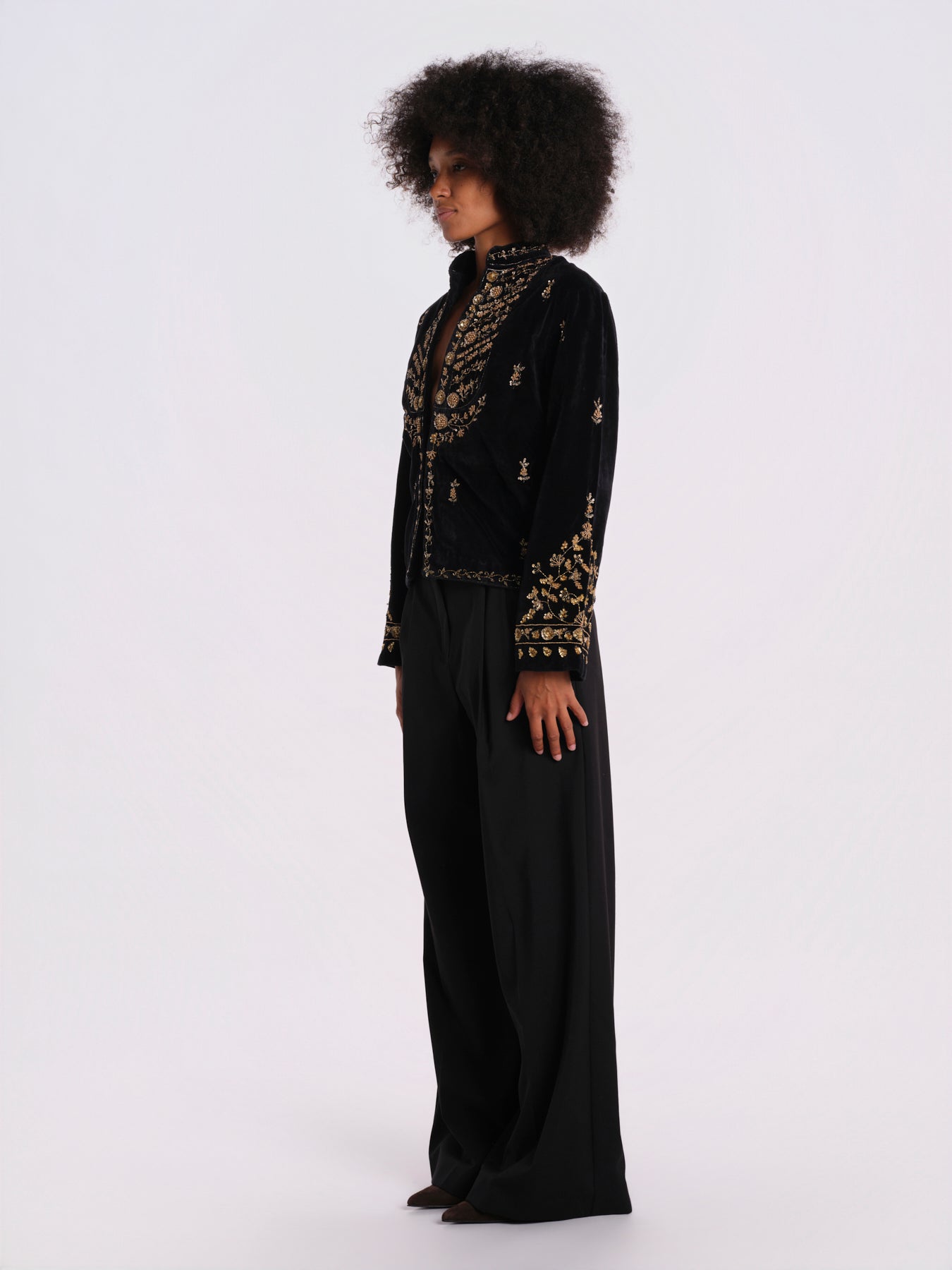 CAMILLE giacca velluto perline FW26CAMJAC BLACK v de vinster 