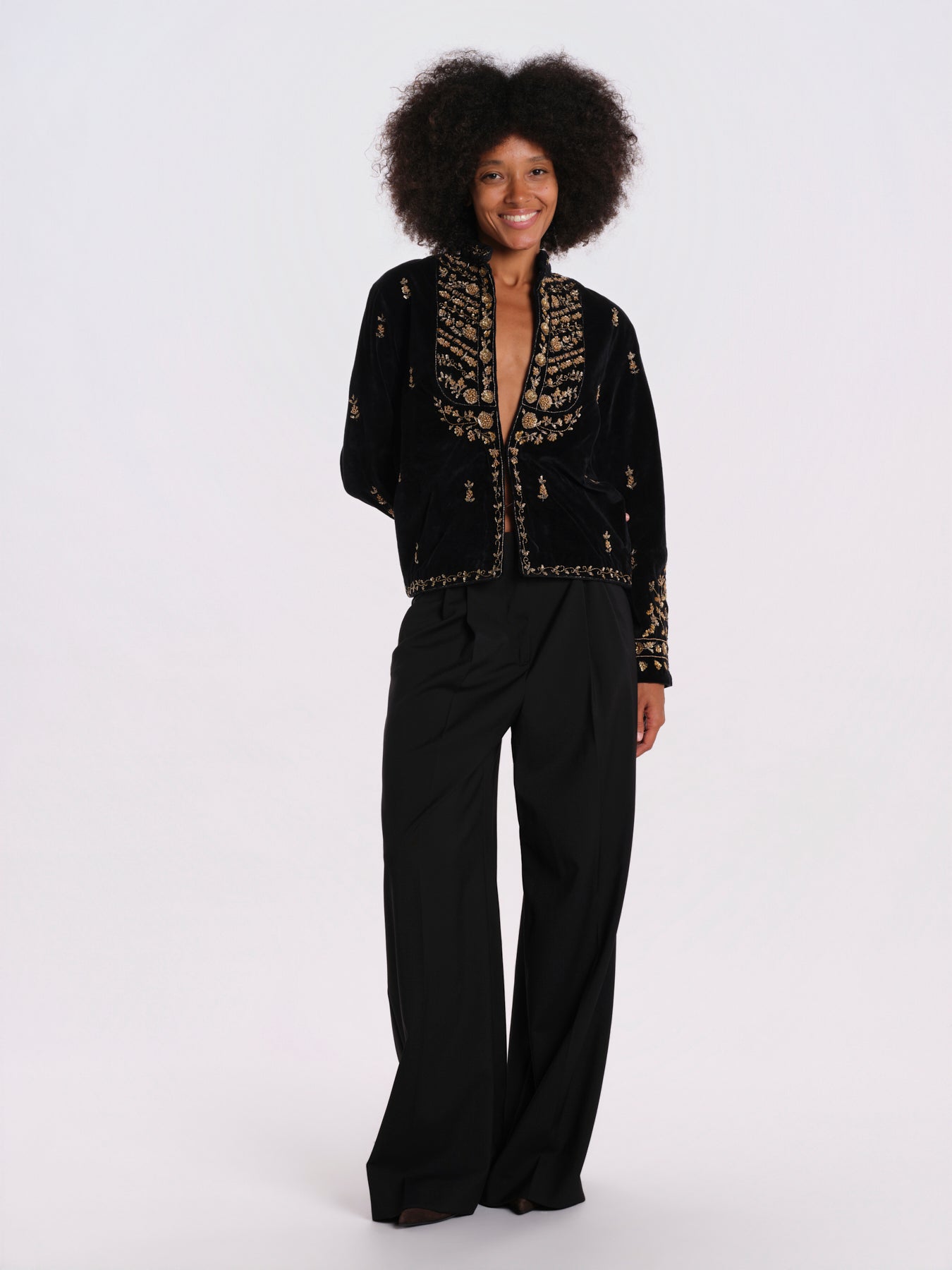 CAMILLE giacca velluto perline FW26CAMJAC BLACK v de vinster 