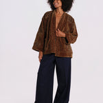 ISAAC giacca velluto ricamata FW26ISAKIM KHAKI v de vinster 