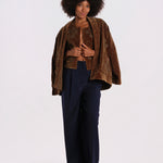 ISAAC giacca velluto ricamata FW26ISAKIM KHAKI v de vinster 