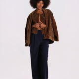 ISAAC giacca velluto ricamata FW26ISAKIM KHAKI v de vinster 