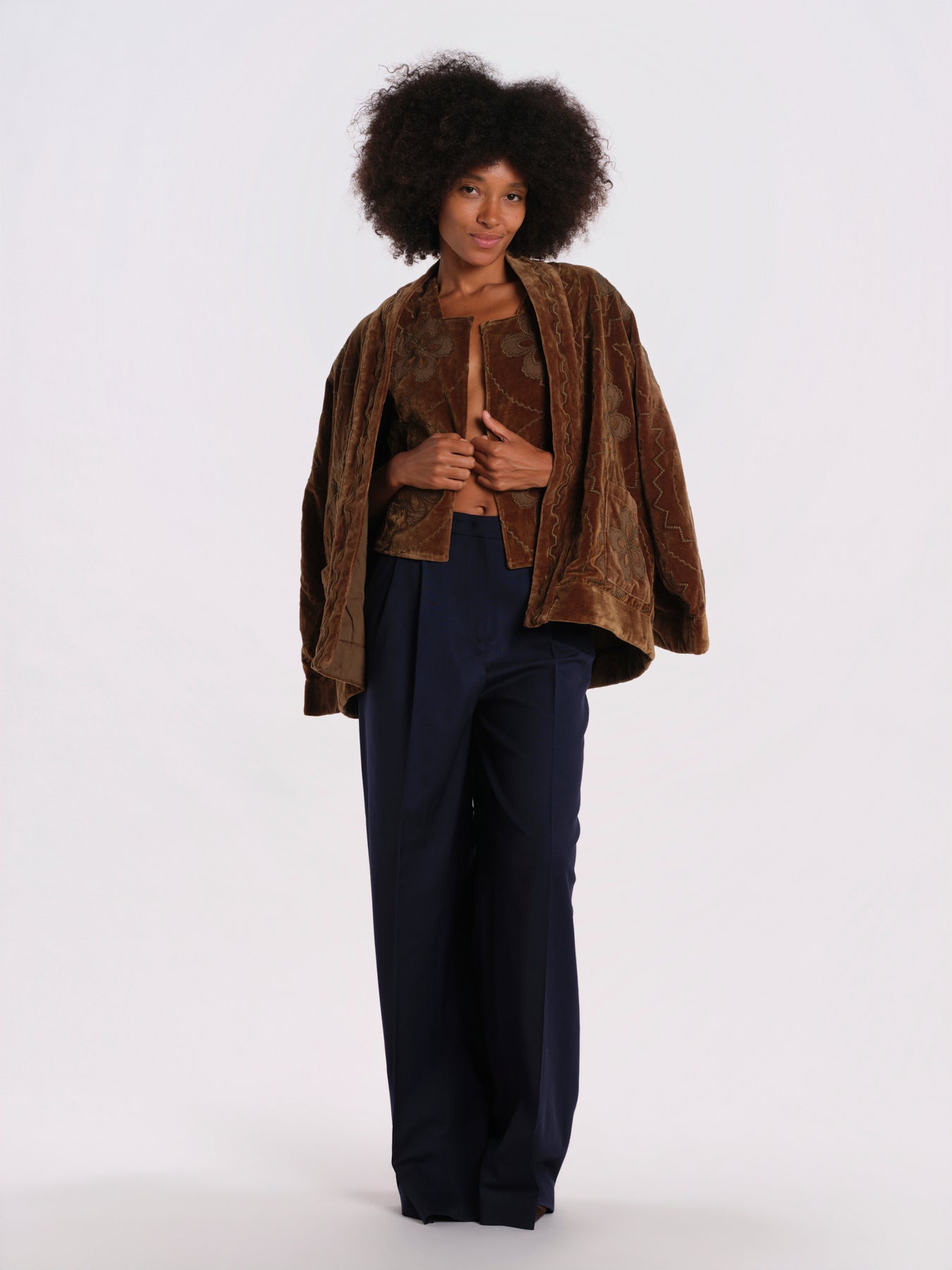 ISAAC giacca velluto ricamata FW26ISAKIM KHAKI v de vinster 