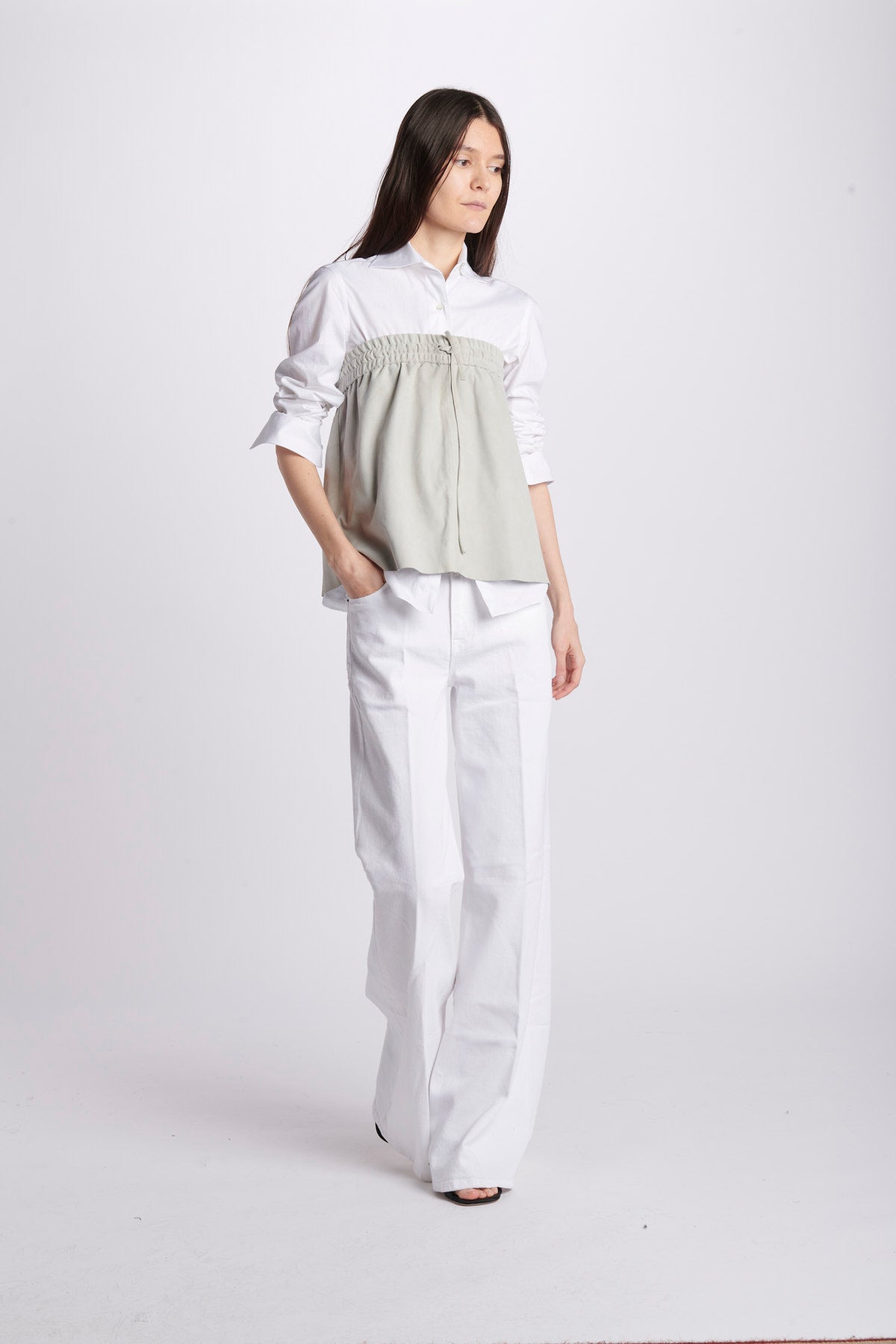 Top camoscio coulisse MIL046 BEIGE CHIARO milaura 