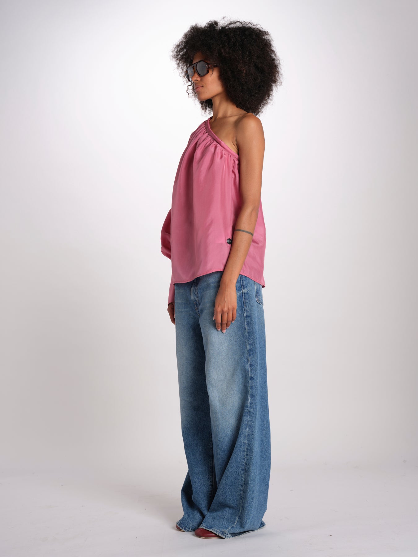 Top monospalla seta MI6M2445 ROSA milaura 