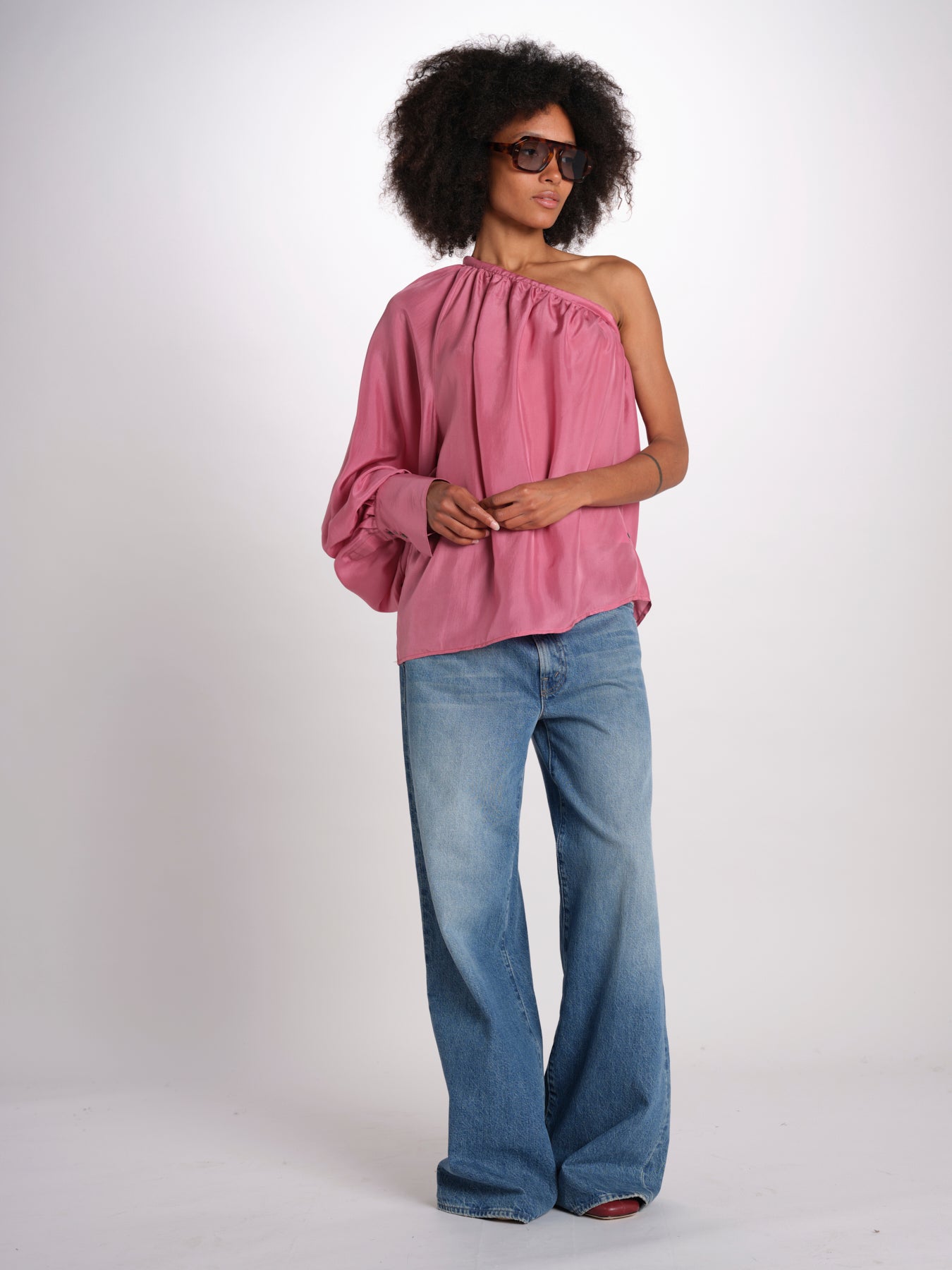 Top monospalla seta MI6M2445 ROSA milaura 