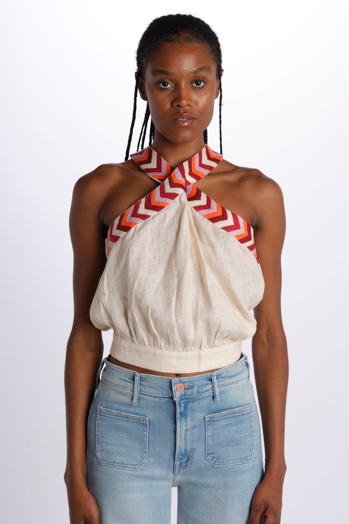 Top ricamo WILLOEMBROIDERY BEIGE chufy 