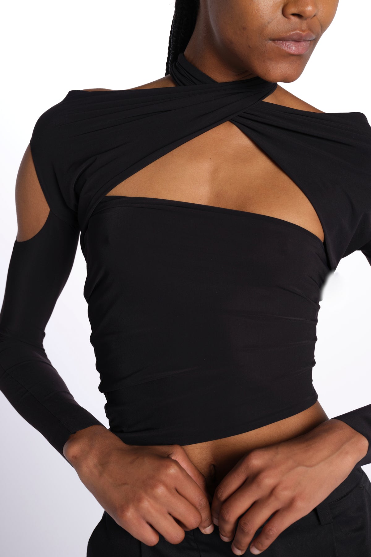 JOSIE top incrociato con spalla nuda JOSIE DEEP BLACK amazuìn 