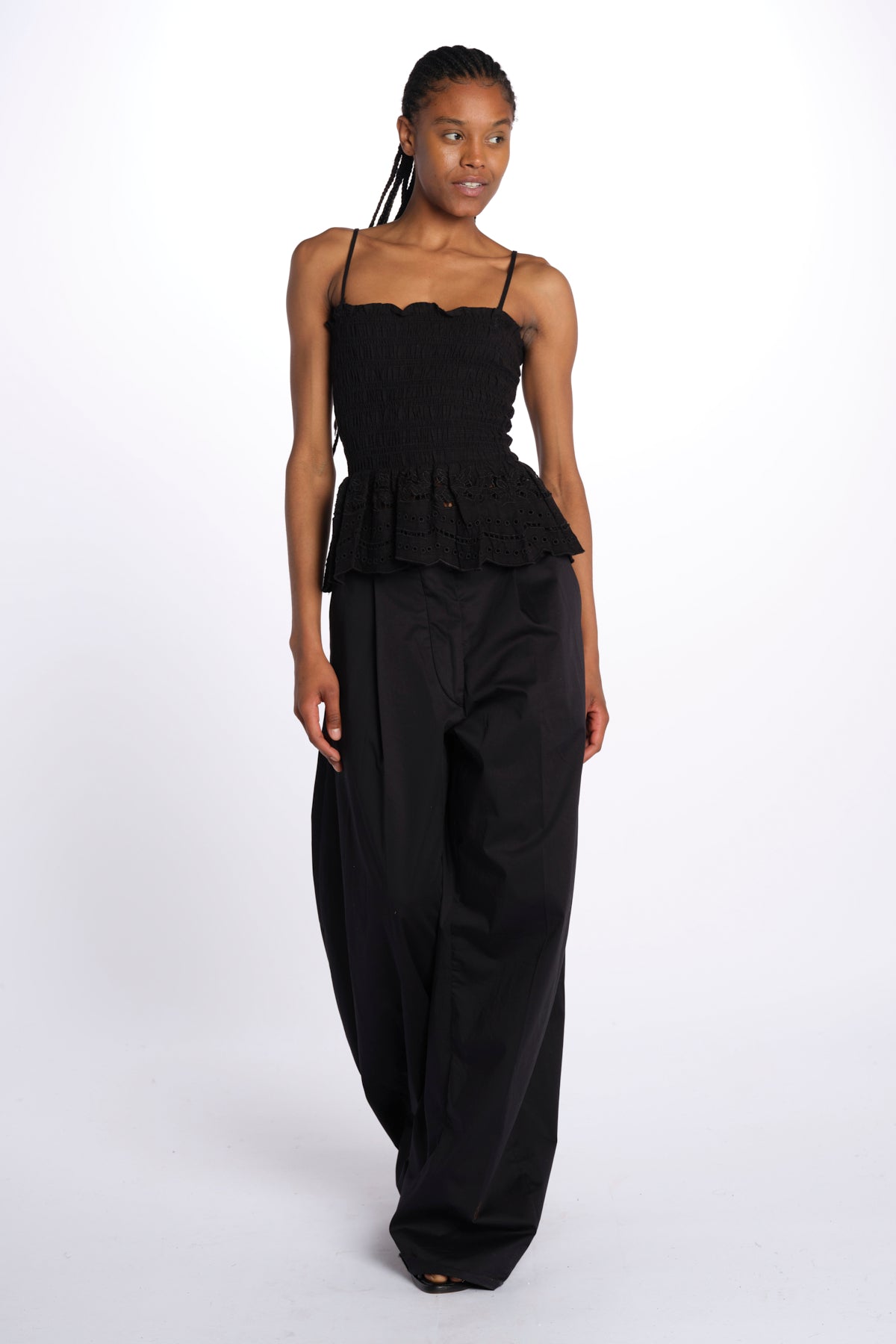 Top MARTINA elastico sangallo DM 1229 BLACK damson madder 
