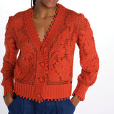 Cardigan FLORAL ORANGE cotone pizzo 332360 ORANGE farm rio 