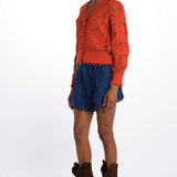 Cardigan FLORAL ORANGE cotone pizzo 332360 ORANGE farm rio 