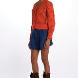 Cardigan FLORAL ORANGE cotone pizzo 332360 ORANGE farm rio 