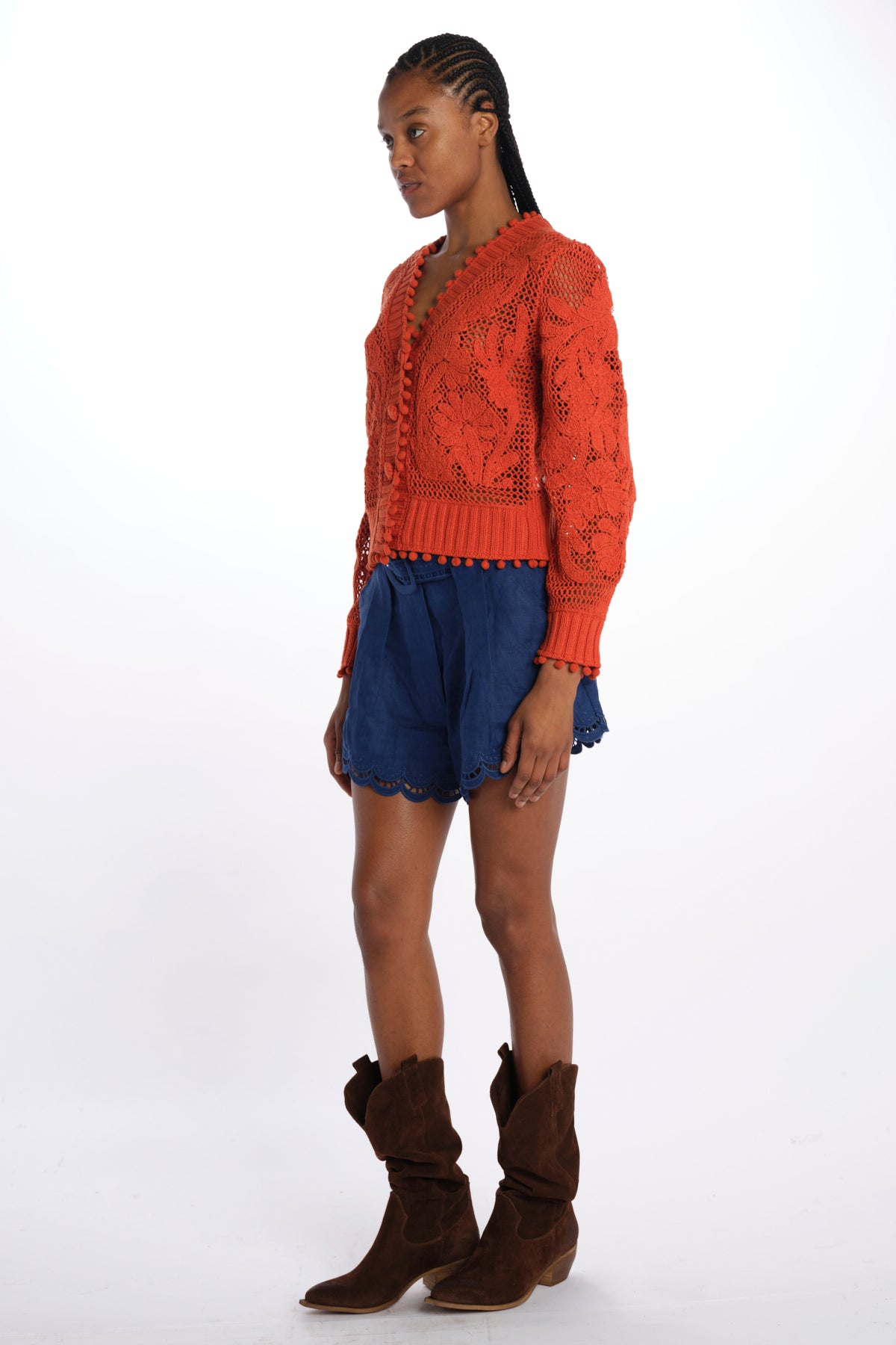 Cardigan FLORAL ORANGE cotone pizzo 332360 ORANGE farm rio 