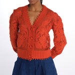 Cardigan FLORAL ORANGE cotone pizzo 332360 ORANGE farm rio 