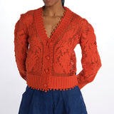Cardigan FLORAL ORANGE cotone pizzo 332360 ORANGE farm rio 