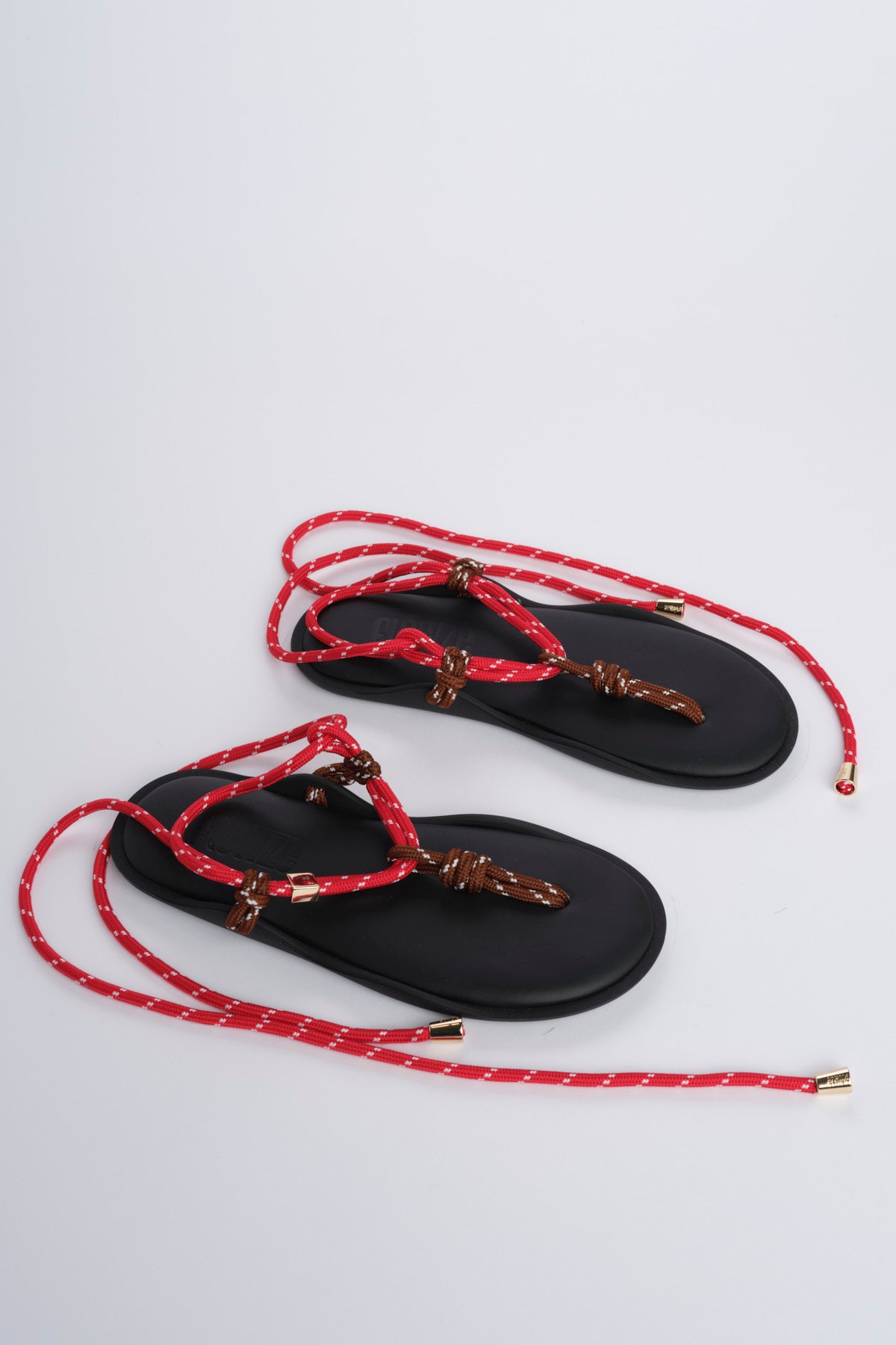 FLO' TWIN  sandalo infradito allacciato alla schiava FLÒ TWIN BROWN RED flòwze 
