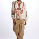 Camicia CINTHYA con ricamo plastron CINTHYA OFFWHITE fortela 