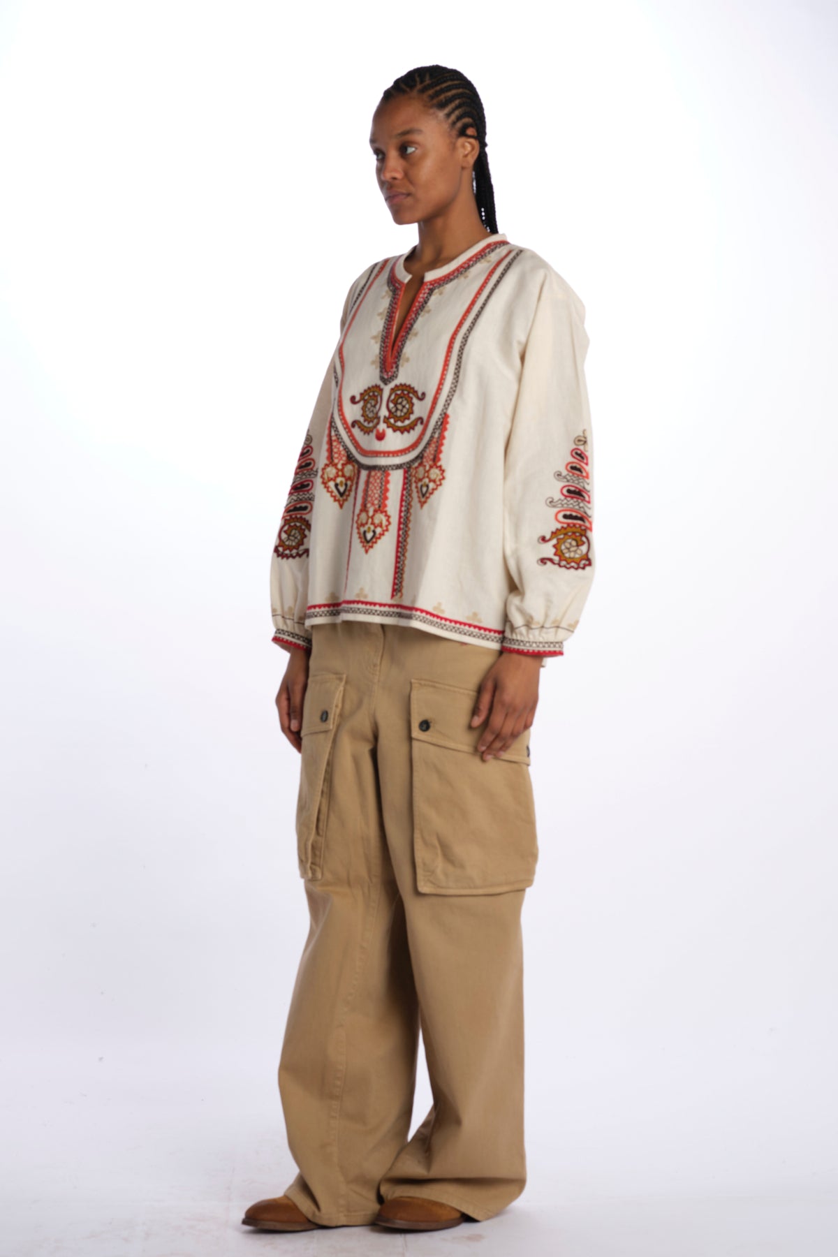 Camicia CINTHYA con ricamo plastron CINTHYA OFFWHITE fortela 