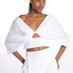 NIKA top manica a sbuffo con buco TOP NIKA BIANCO inasami 