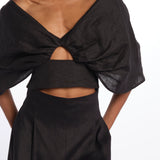 NIKA top manica a sbuffo con buco TOP NIKA NERO inasami 