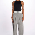 Pantalone  pences con cintura bianca DIANA PANT GREY jejia 