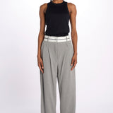 Pantalone  pences con cintura bianca DIANA PANT GREY jejia 