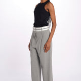 Pantalone  pences con cintura bianca DIANA PANT GREY jejia 